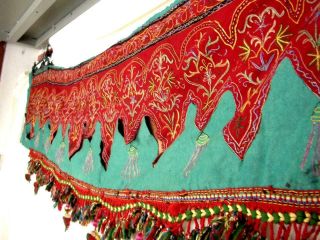 Antique 19th Century China Silk Hand Embroidered Tent Wall Crewel Tapestry 210cm