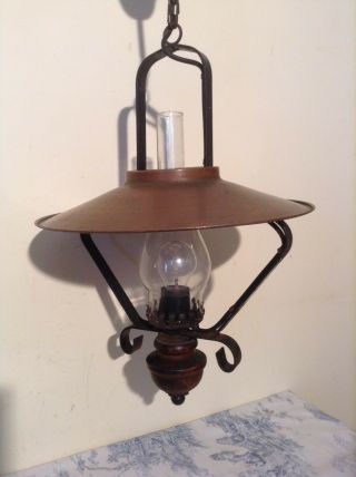 Vintage Farmhouse Oil Style Lantern Ceiling Light With Copper Metal Hood (2603)