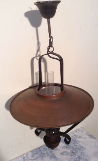 Vintage Farmhouse Oil Style Lantern Ceiling Light With Copper Metal Hood (2603) 2