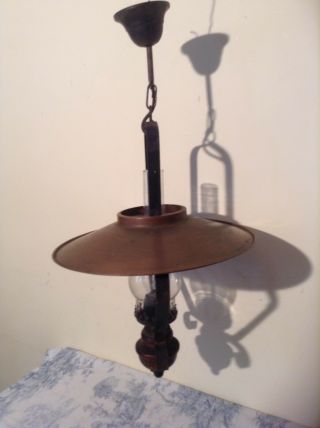 Vintage Farmhouse Oil Style Lantern Ceiling Light With Copper Metal Hood (2603) 5