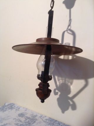 Vintage Farmhouse Oil Style Lantern Ceiling Light With Copper Metal Hood (2603) 6