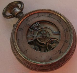 Dual Phase Pocket Watch With Date & Chronograph Open Face Silver Case