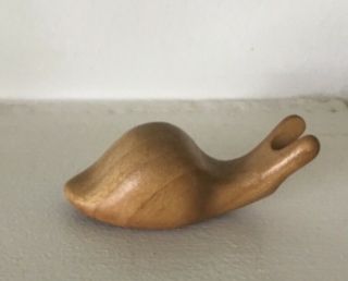Swiss Antonio Vitali Carved Wood Snail Figurine Object Vintage Rare Mcm