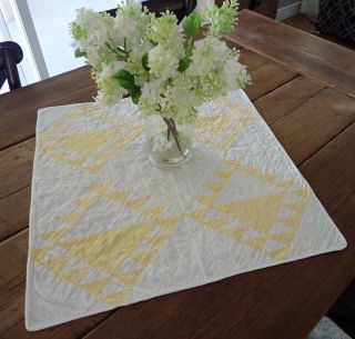 Sweet Chick Yellow Vintage Basket Table Doll Quilt 22x21