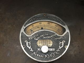 Antique Electric Weston Voltmeter Gauge Electrical Steampunk Volt Meter Old