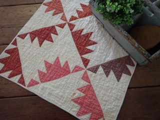 Civil War 1860 Antique Turkey Red Table Doll Quilt 20x20 Delectable Mountains