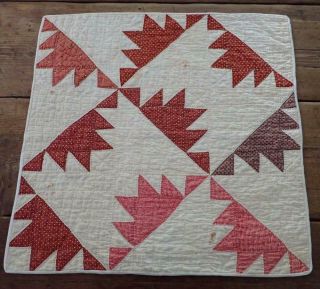 Civil War 1860 Antique Turkey Red Table Doll QUILT 20x20 Delectable Mountains 2