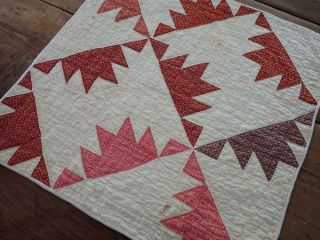 Civil War 1860 Antique Turkey Red Table Doll QUILT 20x20 Delectable Mountains 3