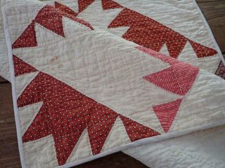 Civil War 1860 Antique Turkey Red Table Doll QUILT 20x20 Delectable Mountains 5