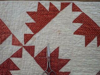 Civil War 1860 Antique Turkey Red Table Doll QUILT 20x20 Delectable Mountains 7