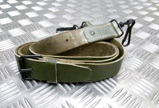 Vintage Military Issue Green Leather Shoulder Strap For Satchel Side Bag