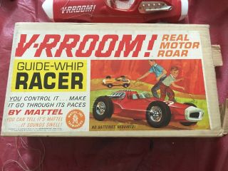 Vintage Mattel V - Rroom Vroom Red Race Car 1963 Whip Car & Box Guide - Whip