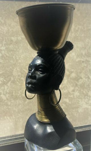 Vtg G.  Trevino African Sculpture 6.  5 " T,  Cigarette Hldr,  Metal&brass,  Mid Century