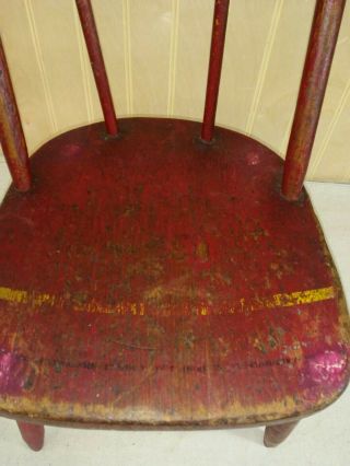 Vintage/Antique Child ' s Chair Solid Wood Red Shabby Chic 2