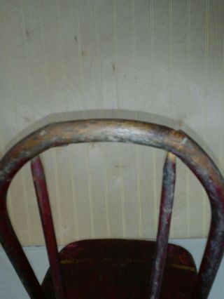 Vintage/Antique Child ' s Chair Solid Wood Red Shabby Chic 4
