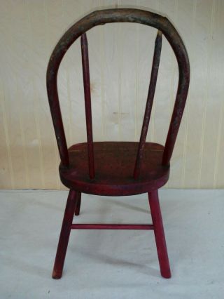 Vintage/Antique Child ' s Chair Solid Wood Red Shabby Chic 5