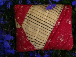 Primitive tiny Sampler Pillow 1832 THE 5 SISTERS Old Quilt Folk Art Rag Stuffed 2