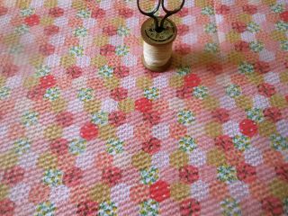 Vintage Pastel Pink Seersucker Cheater Quilt Fabric Grandmothers Garden 3