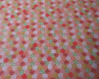 Vintage Pastel Pink Seersucker Cheater Quilt Fabric Grandmothers Garden 4