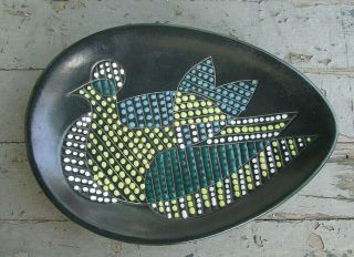 Vtg Amoeba Gray Mid Century Eames Era Modern Danish Pottery Bird Bowl