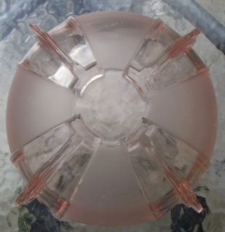 Stölzle art deco pink glass ' winged ' bowl,  made by their Hermanova Hut,  Czech fa 3