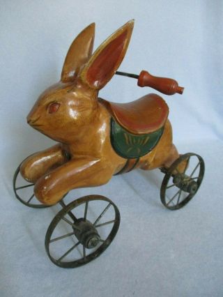 Vintage Rabbit Bunny Ride On Toy On Wheels