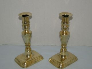 ANTIQUE ENGLISH BRASS CANDLESTICKS with PUSH UPS mid 19th C. 2