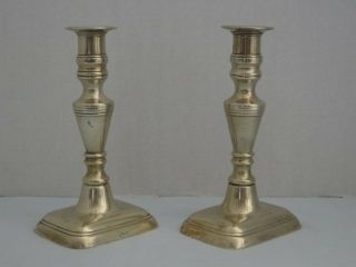 ANTIQUE ENGLISH BRASS CANDLESTICKS with PUSH UPS mid 19th C. 3