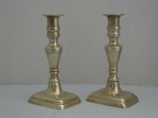 ANTIQUE ENGLISH BRASS CANDLESTICKS with PUSH UPS mid 19th C. 4