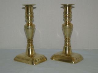 ANTIQUE ENGLISH BRASS CANDLESTICKS with PUSH UPS mid 19th C. 5