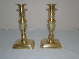 ANTIQUE ENGLISH BRASS CANDLESTICKS with PUSH UPS mid 19th C. 8