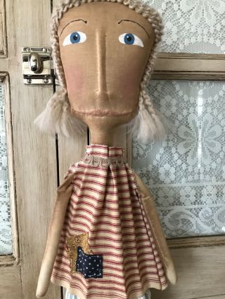 Primitive Rag Doll Handmade Rustic Americana Country Farmhouse Decor 4th Of July