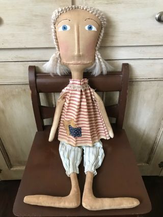 Primitive rag doll handmade rustic americana country farmhouse decor 4th of July 2