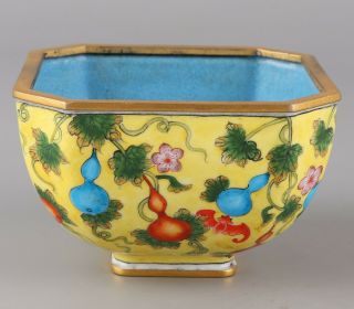 Chinese Exquisite Handmade gourd bat copper Cloisonne bowl 4