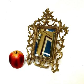 Antique Brass Frame Rococo Style Table Mirror