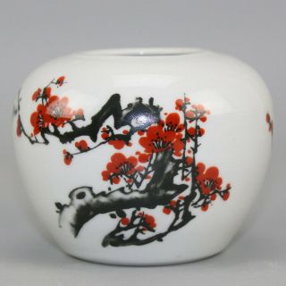 China Old Hand - Carved Porcelain Famille Rose Glaze Plum Blossom Pattern Wash C01