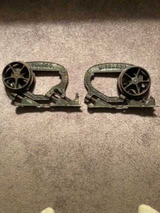 Pair (2) Of Antique Pocket Door Roller Hardware Richards Wilcox Cast Iron