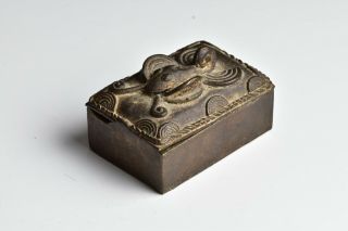 18th / 19th Century Japanese Or Chinese Bronze Covered Box With Moth / Butterfly