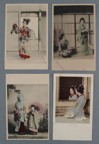 16 Antique Early 20thC Hand Colored Photograph Postcards Japanese Geisha Woman 2