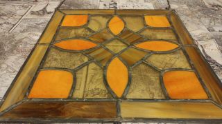 VINTAGE LEADED STAINED GLASS PANEL 14 1/4×14 1/4 MULTI COLORED GLASS PIECE. 4