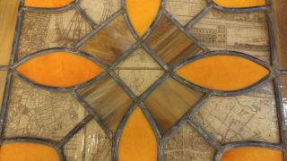 VINTAGE LEADED STAINED GLASS PANEL 14 1/4×14 1/4 MULTI COLORED GLASS PIECE. 5