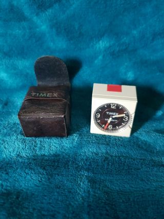 Vintage Timex Mini - Alarm Travel Clock With Case