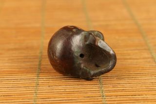 old yak horn hand carved skull statue collect netsuke bead 5