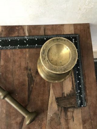 Antique Thick Solid Brass Mortar And Pestle Set Apothecary Medicine Pharmacy 5