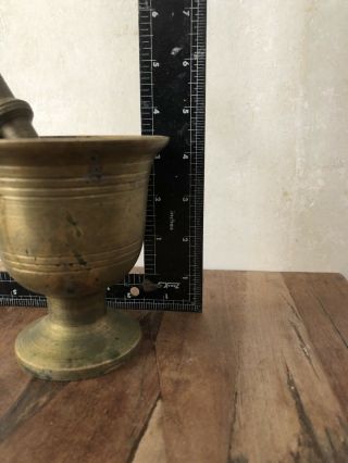 Antique Thick Solid Brass Mortar And Pestle Set Apothecary Medicine Pharmacy 6