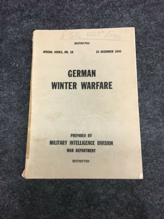 German Winter Warfare 1943 War Department Military Intelligence Series 18