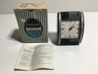 Vintage Westclox Travel Alarm Clock/ W Box /instructions/tag