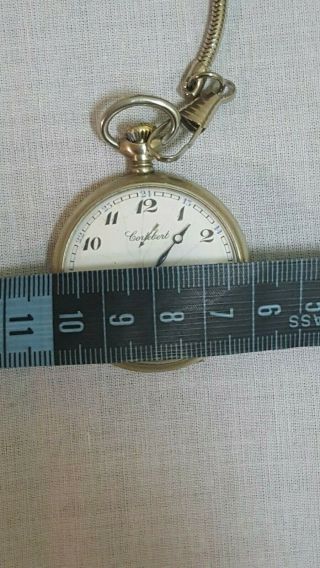 Vtg rare Cortebert Rolex pocket watch incabolic cal 616 chain & wood box 9