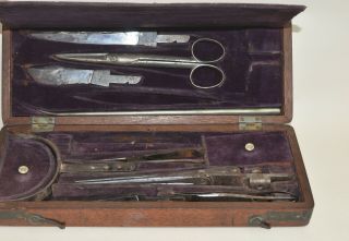 Small 19th century,  part post mortem set / field surgeons kit in case - J.  Day. 2