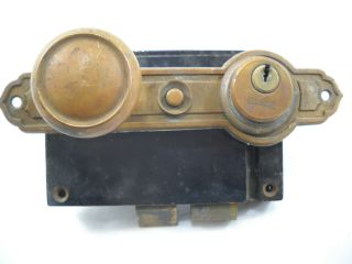 Antique Vintage Russwin Art Deco Mortise Door Knob Pushbutton Lock